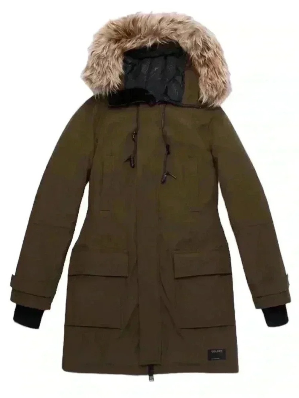 Aritzia TNA Bancroft Goose Down Parka Olive Green Parka with Faux Fur Hood